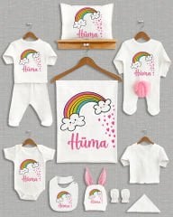 Gökkuşağı Tasarımı Ponponlu Tavşan Kulaklı 11'li Organik Hastane Çıkışı