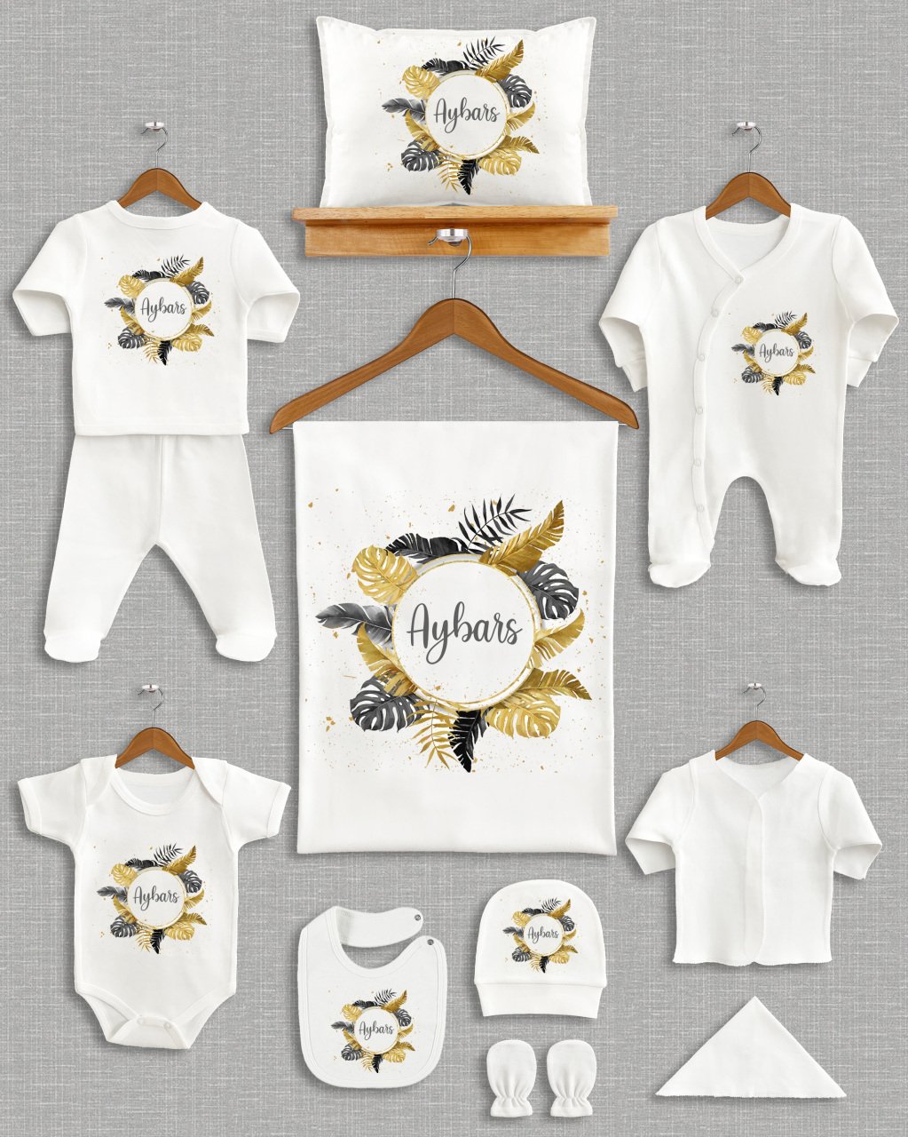 Sarı ve Koyu Gri Çelenk Tasarım 11'li Organik Hastane Çıkışı