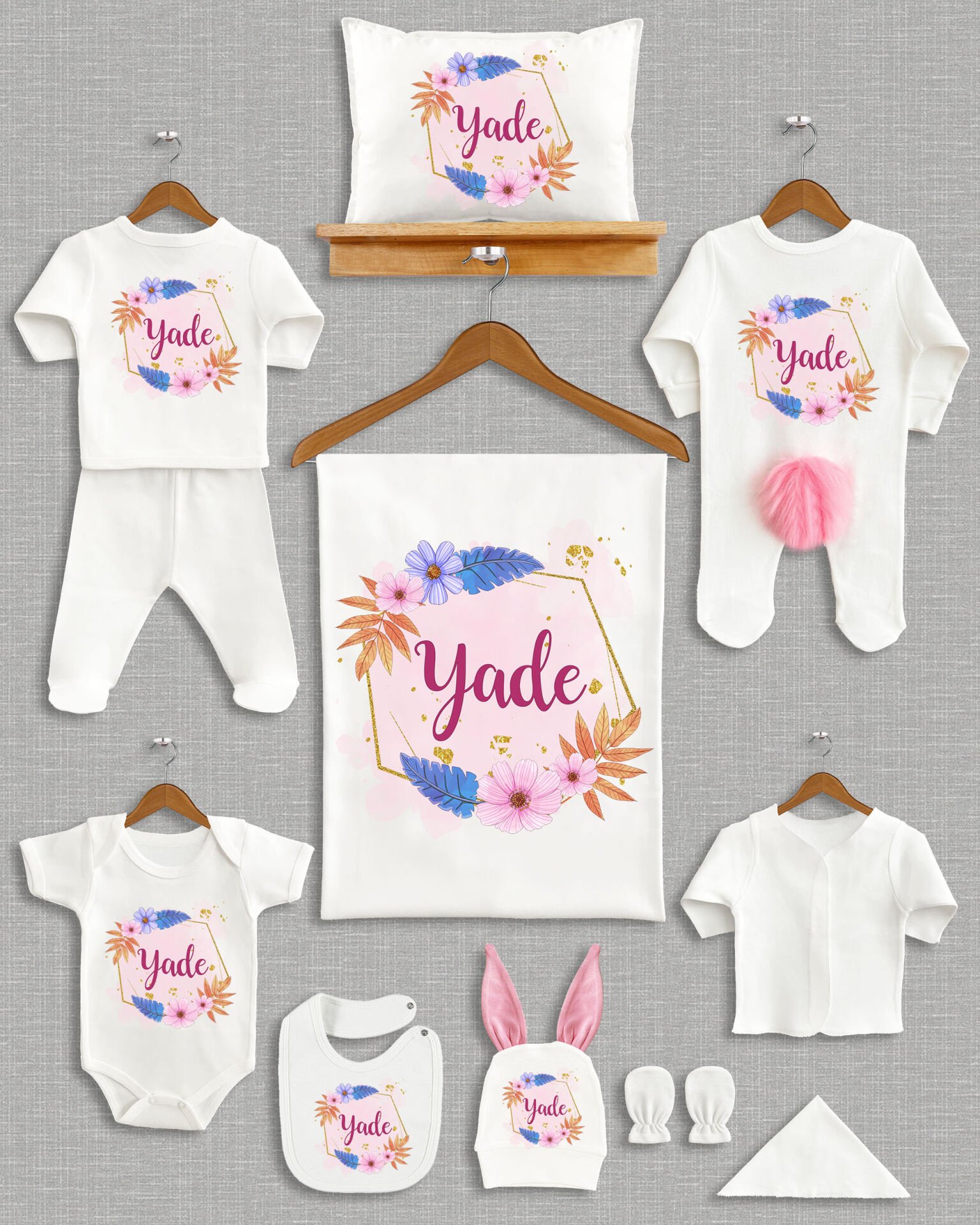 Çiçek Çelenk Tasarım Ponponlu Tavşan Kulaklı 11'li Organik Hastane Çıkışı