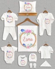 Pastel Çiçek Çelenk Tasarımı 11'li Organik Hastane Çıkışı