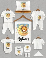 Ay Üzerinde Sevimli Aslan Tasarımı 11'li Organik Hastane Çıkışı