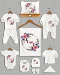 Yapraklı Çiçek Çelenk Tasarımı 11'li Organik Hastane Çıkışı