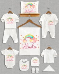 Renkli Kalpler Gökkuşağı Tasarımı 11'li Organik Hastane Çıkışı