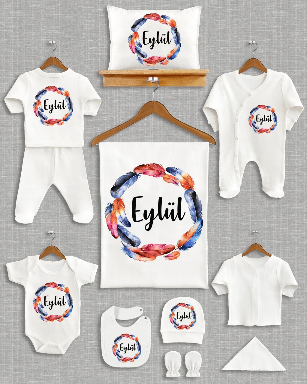 Tüy Çelenk Tasarımı 11'li Organik Hastane Çıkışı