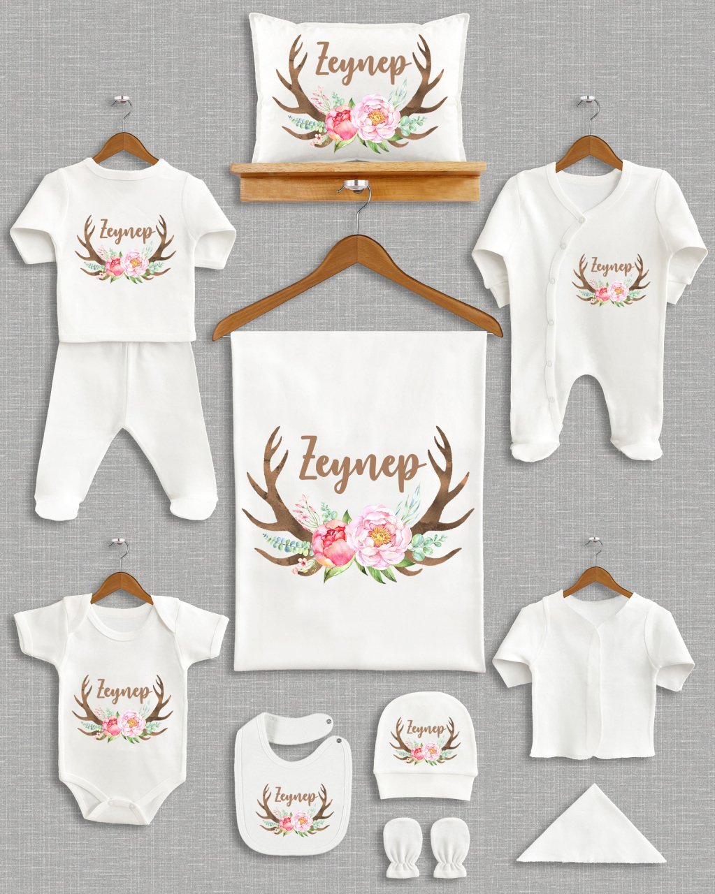 Çiçekli Tasarım 11'li Organik Hastane Çıkışı