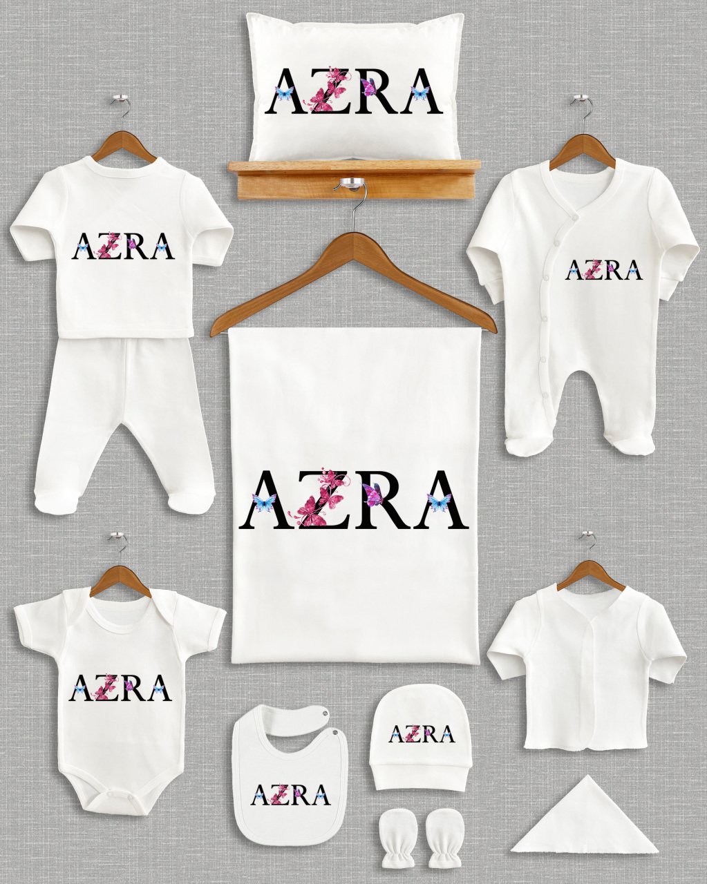 Kelebek Harf Tasarımlı 11'li Organik Hastane Çıkışı