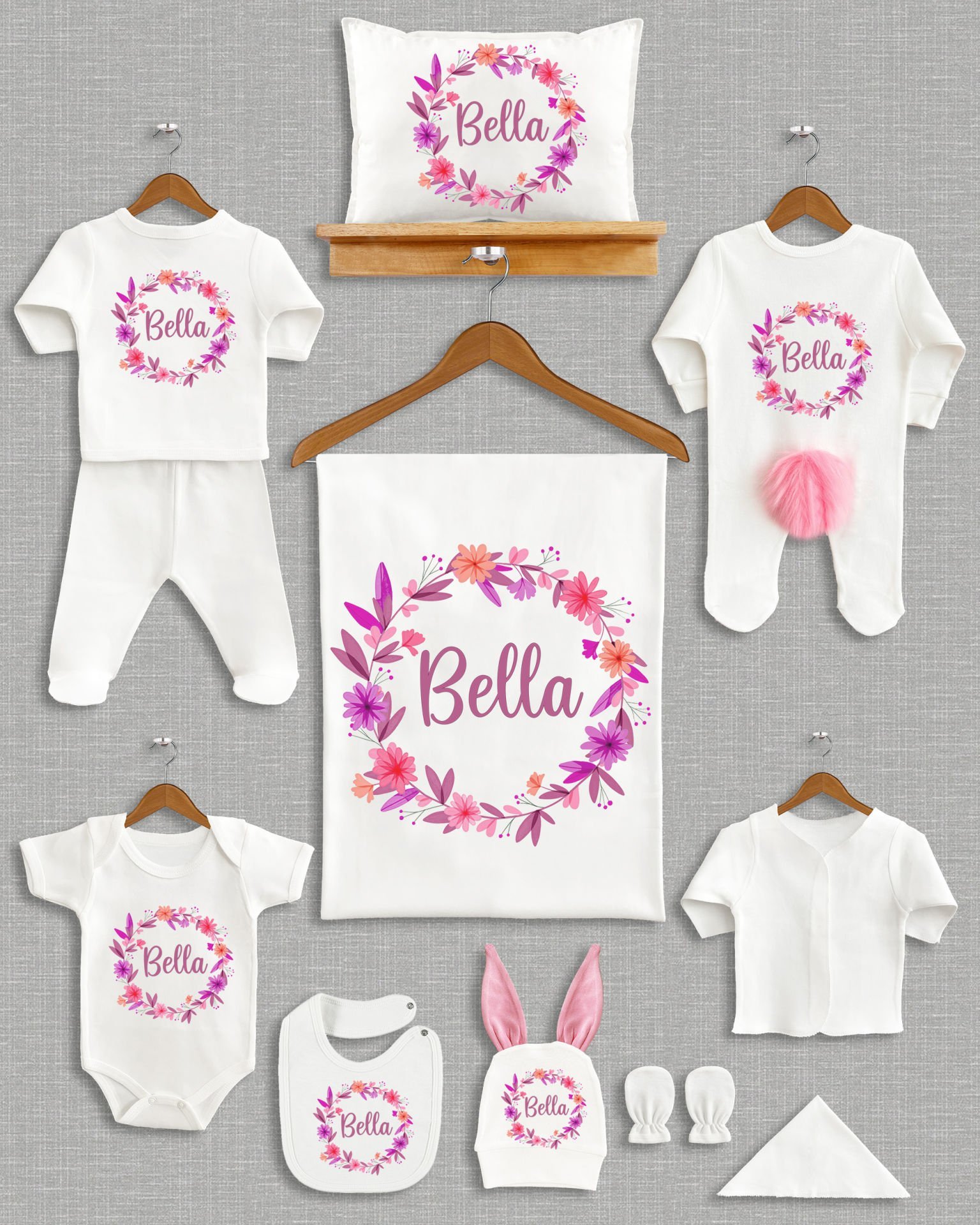 Çiçek Çelenk Tasarımı Ponponlu Tavşan Kulaklı 11'li Organik Hastane Çıkışı