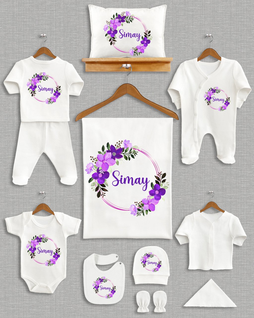 Mor Çiçek Tasarımı 11'li Organik Hastane Çıkışı