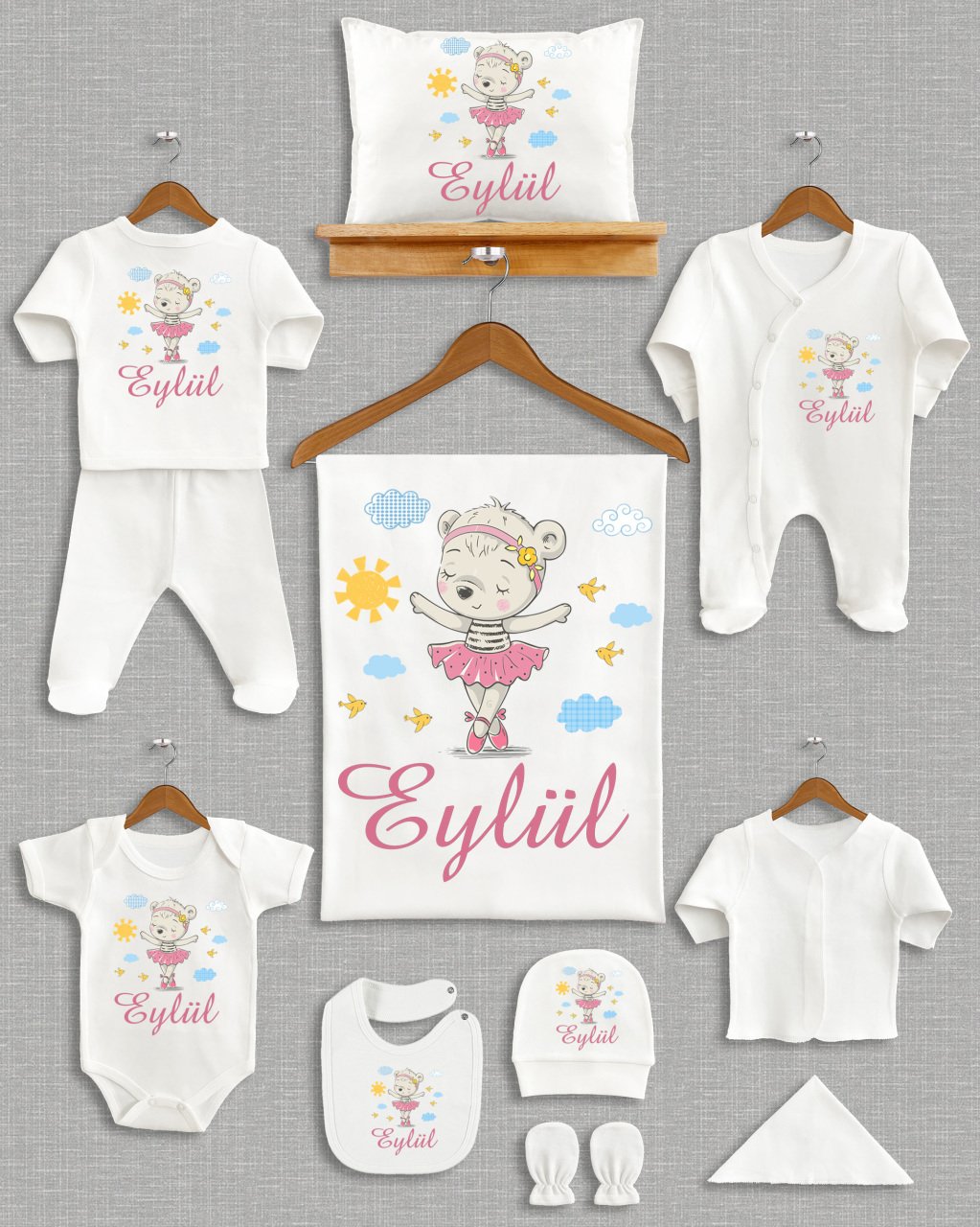 Cute Baby Tasarımı 11'li Organik Hastane Çıkışı