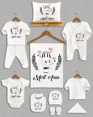 Siyah Yapraklı Uçan Balonlu Tasarım 11'li Organik Hastane Çıkışı