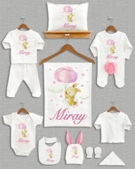 Balon Tutan Tavşan Tasarımı Ponponlu Tavşan Kulaklı 11'li Organik Hastane Çıkışı