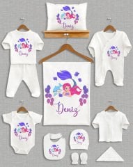 Mor Yapraklı Deniz Kızı Tasarımı 11'li Organik Hastane Çıkışı