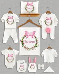 Kelebekli Çiçek Tasarımı Ponponlu Tavşan Kulaklı 11'li Organik Hastane Çıkışı