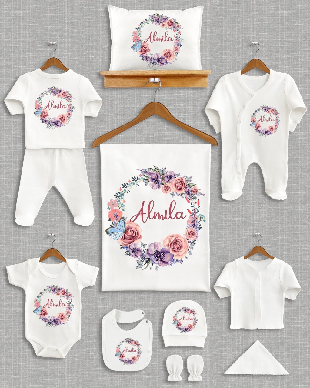 Çiçek Kelebek Çelenk Tasarımı 11'li Organik Hastane Çıkışı