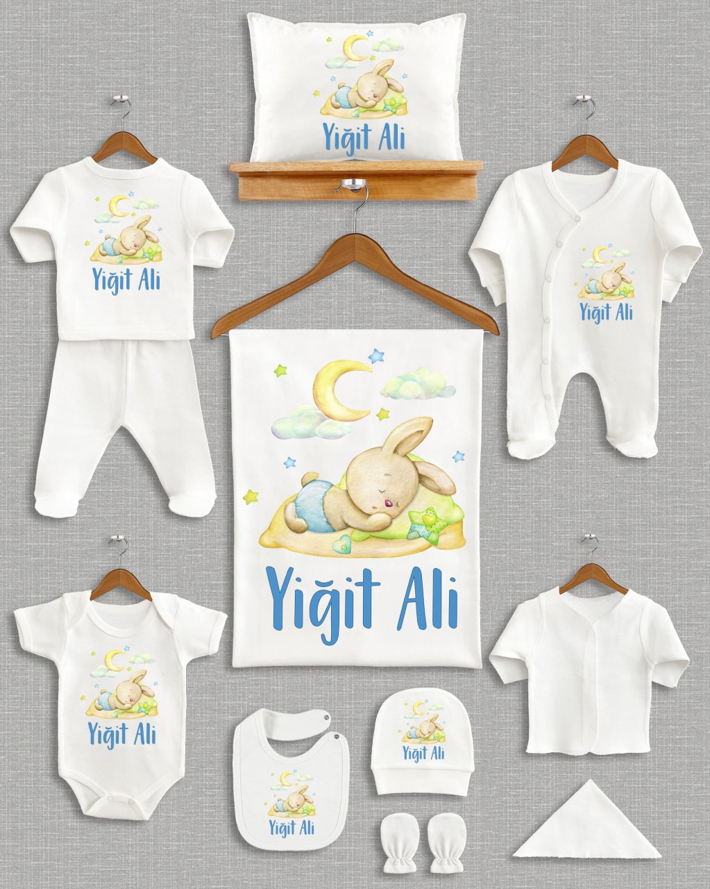 Uyuyan Tavşan Tasarımı 11'li Organik  Hastane Çıkışı