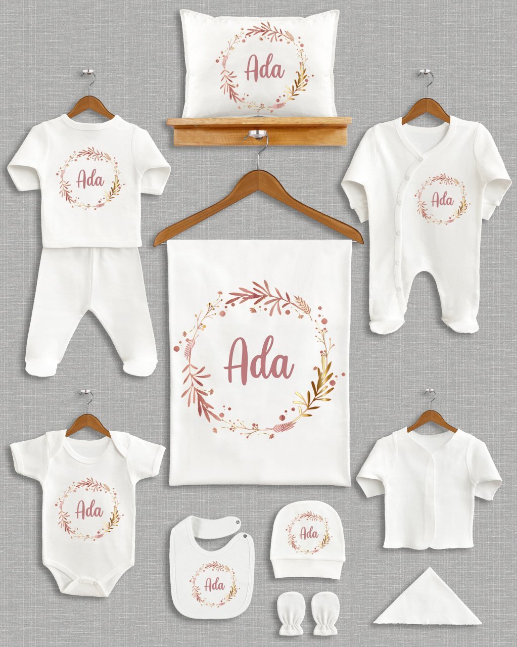 Pastel Çelenk Tasarımı 11'li Organik Hastane Çıkışı