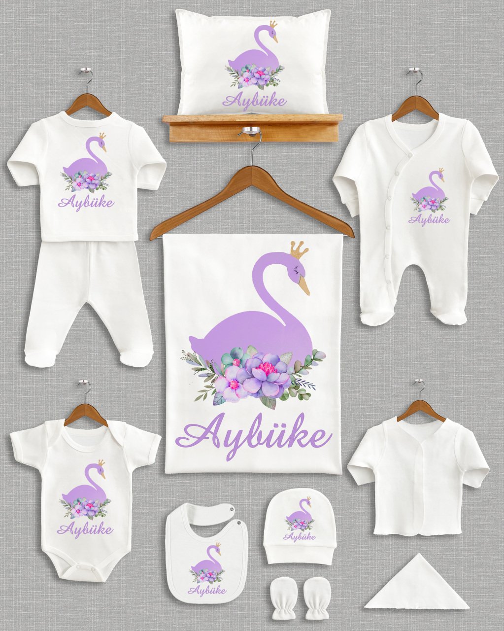 Lila Kuğu Tasarımı 11'li Organik Hastane Çıkışı