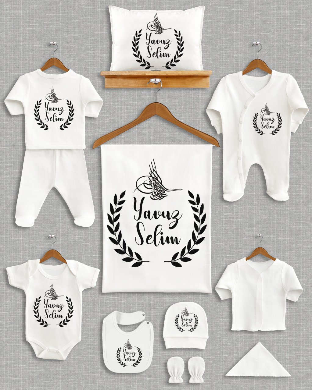 Çelenkli Tuğra Tasarımı 11'li Organik Hastane Çıkışı