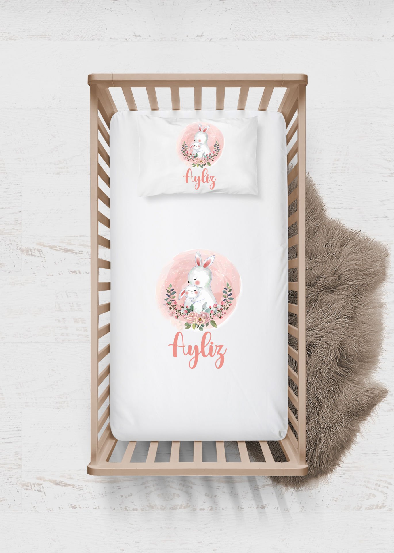 Sevimli Tavşan Tasarımı Çarşaf Seti