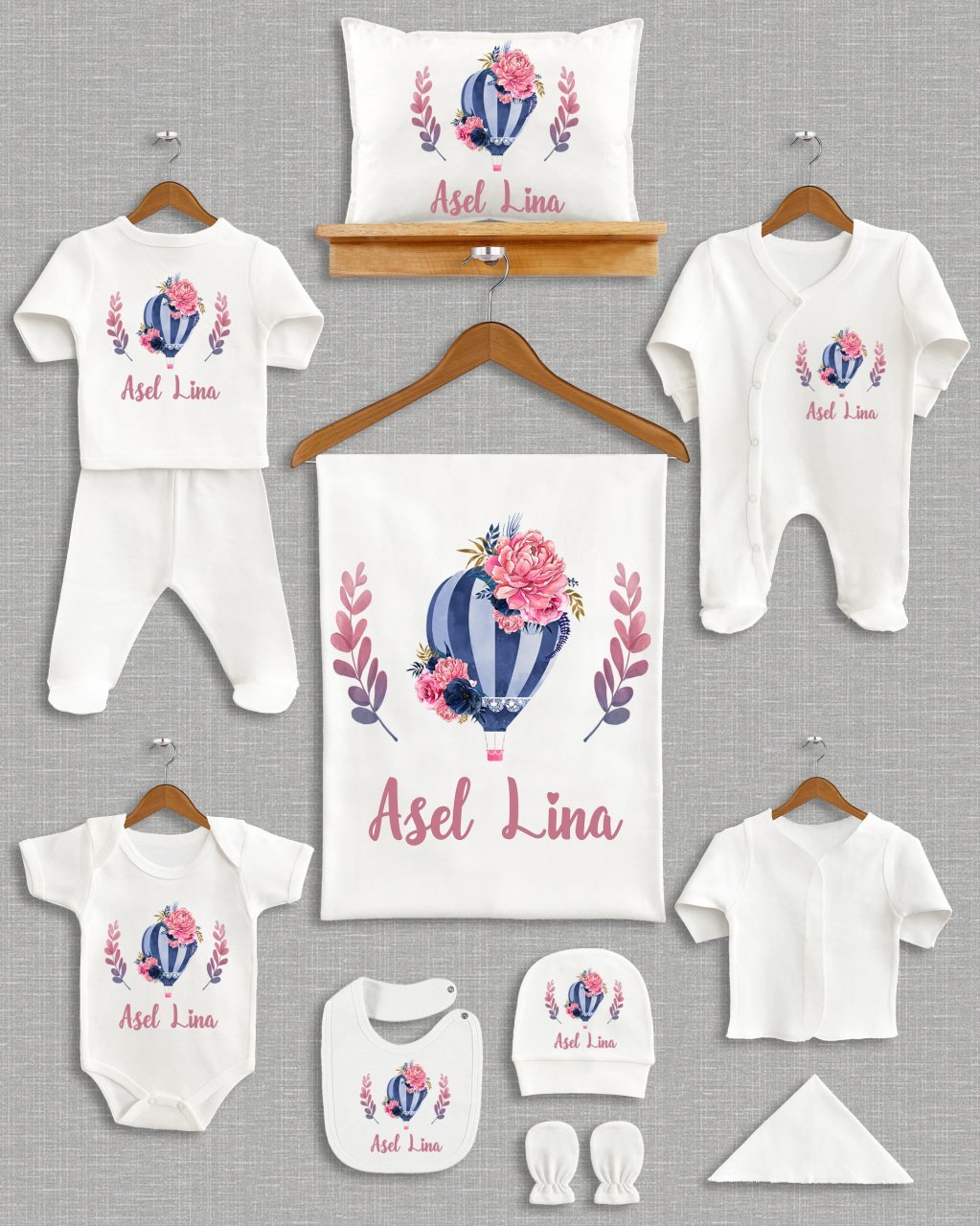 Renkli Uçan Balon Tasarımı 11'li Organik Hastane Çıkışı