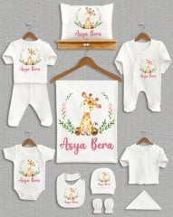 Sevimli Zürafa Tasarımı 11'li Organik Hastane Çıkışı