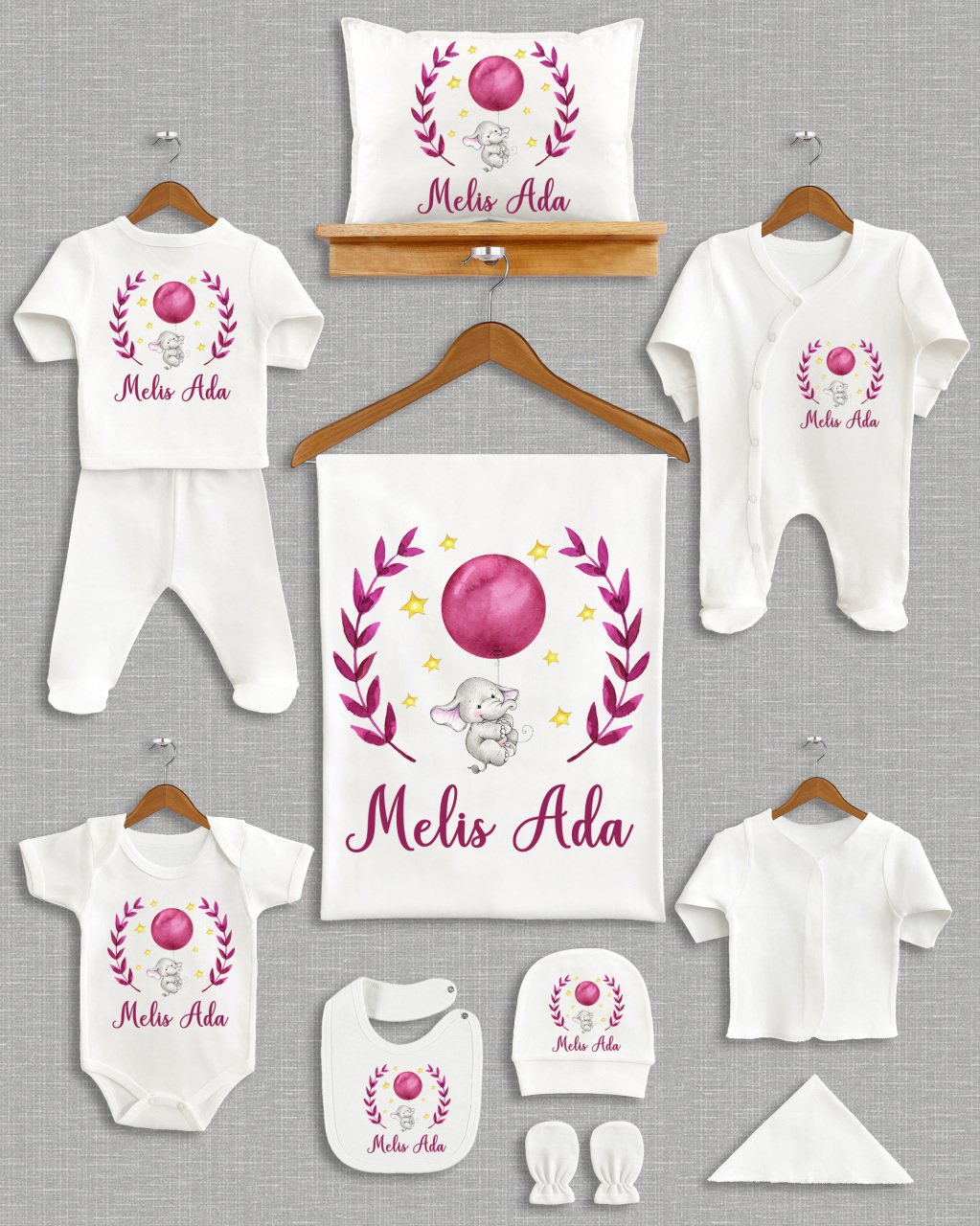 Balon Tutan Fil Tasarımı 11'li Organik Hastane Çıkışı