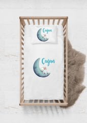 Ay Üstünde Sevimli Tavşan Tasarımı Nevresim Takımı