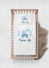 Mavi Arabada Sevimli Hayvanlar Tasarımı Nevresim Takımı