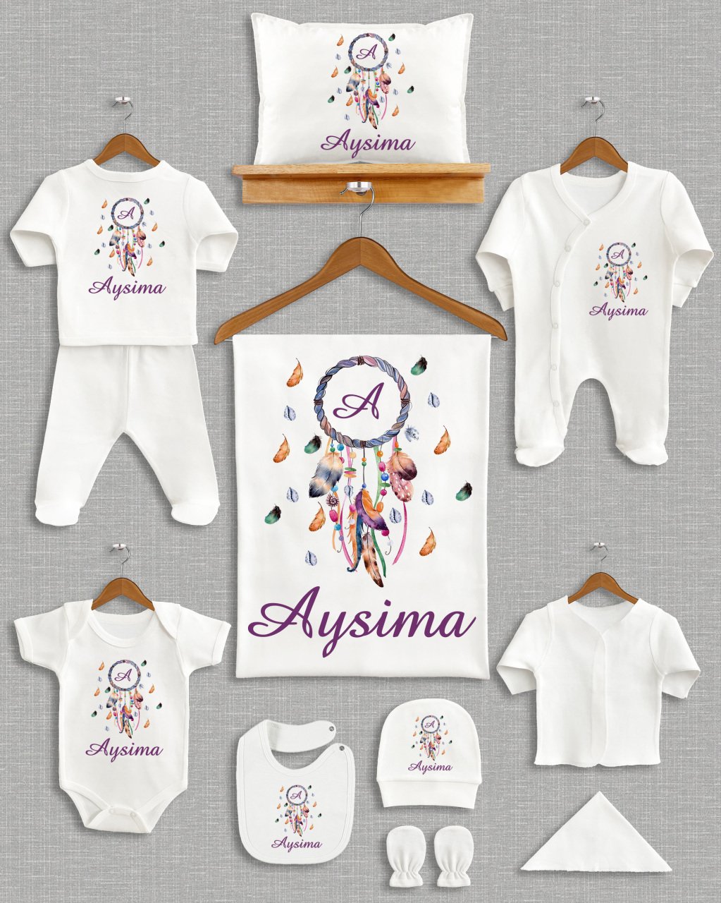 Renkli Tüy Düş Kapanı Tasarımı 11'li Organik Hastane Çıkışı