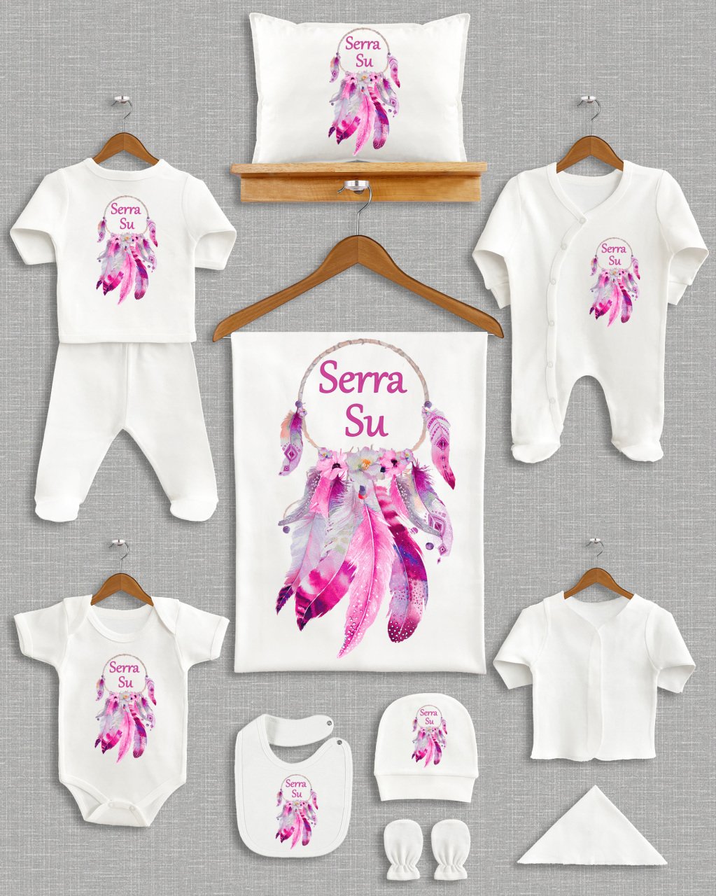 Pembe Rüya Yakalayıcı Tasarım 11'li Organik Hastane Çıkışı