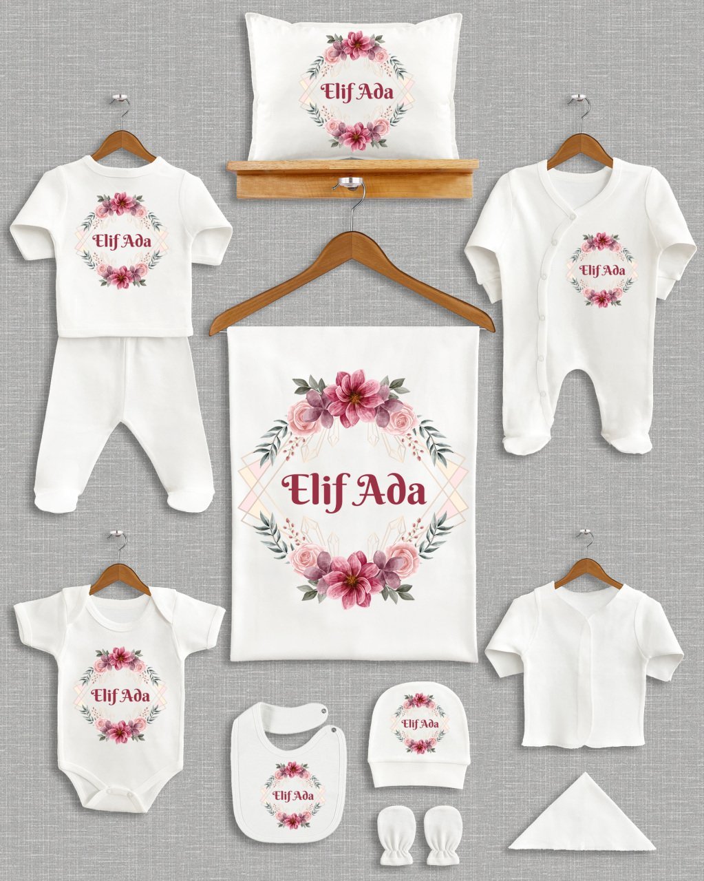 Çiçekli Tasarım 11'li Organik Hastane Çıkışı