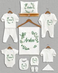 Yeşil Yapraklı Tasarım 11'li Organik İsme Özel Hastane Çıkışı