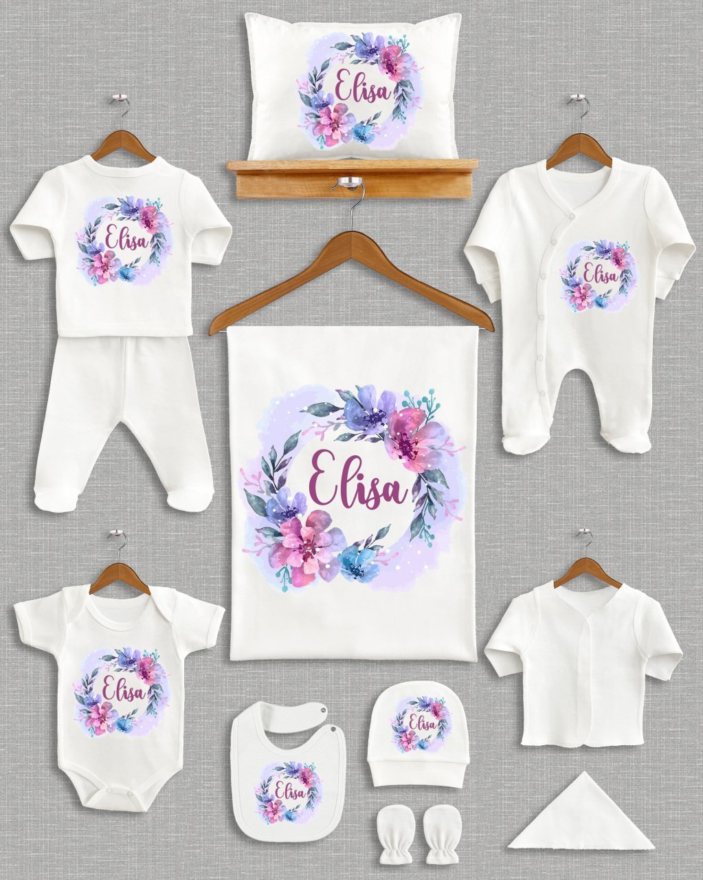 Pastel Renkli Çiçek Tasarımı 11'li Organik Hastane Çıkışı