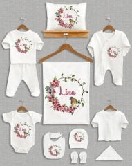 Çiçekli Kuş Tasarımı 11'li Organik Hastane Çıkışı