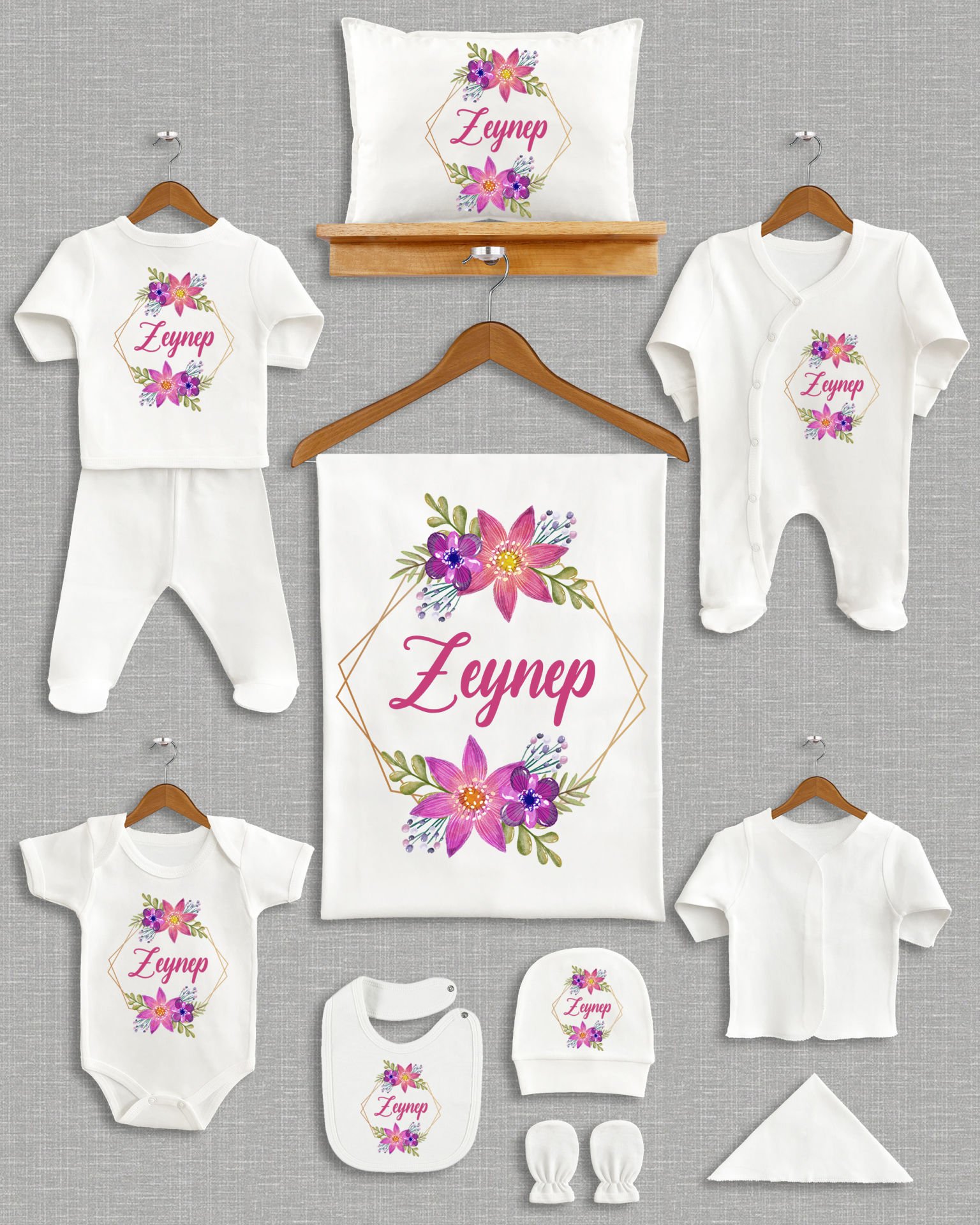 Renkli Çiçek Tasarımı 11'li Organik  Hastane Çıkışı