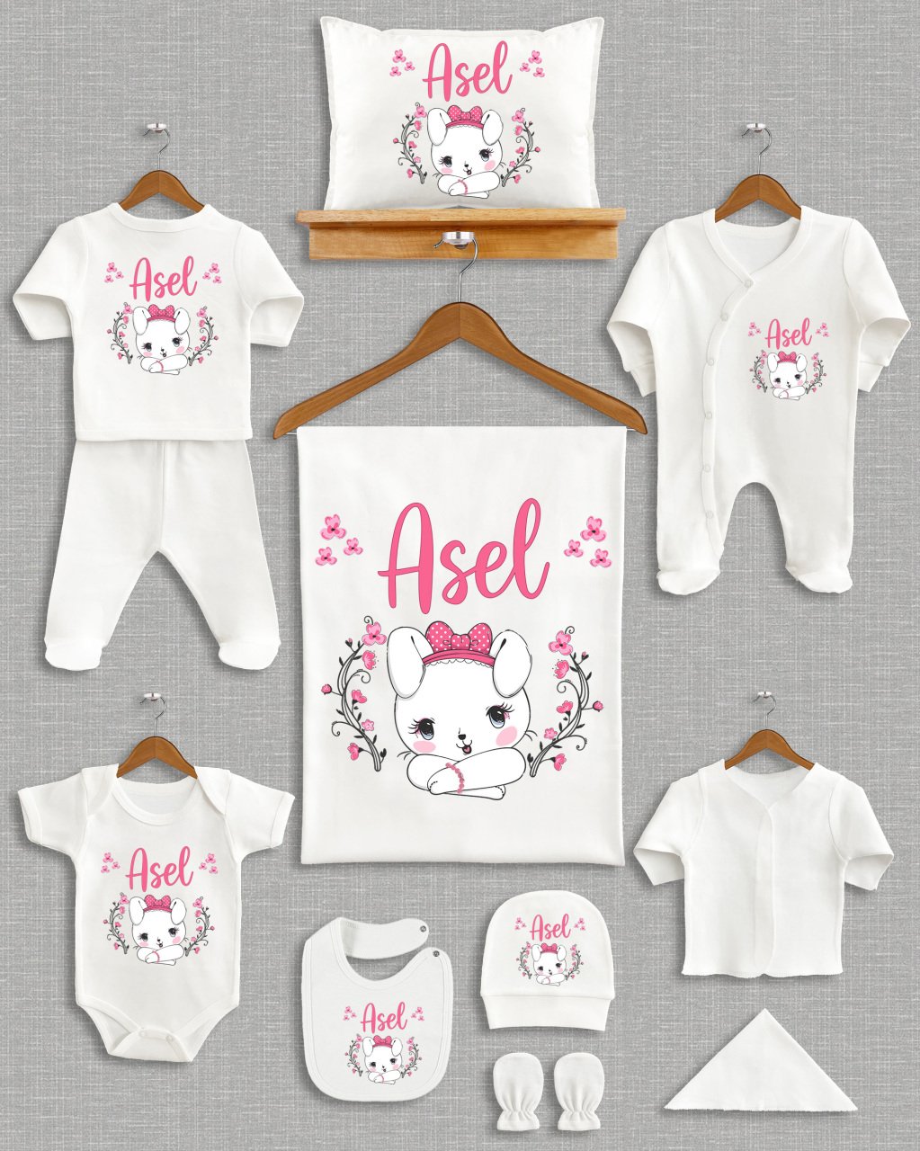 Sevimli Tavşan Tasarımı 11'li Organik Hastane Çıkışı