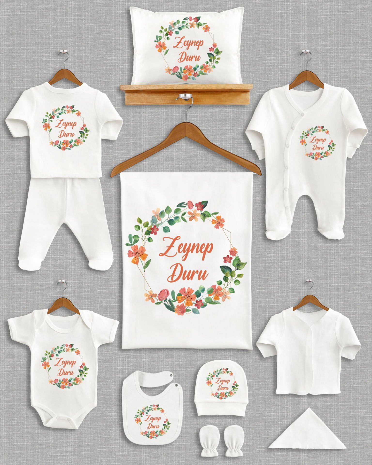 Çiçekli Tasarım 11'li Organik  Hastane Çıkışı