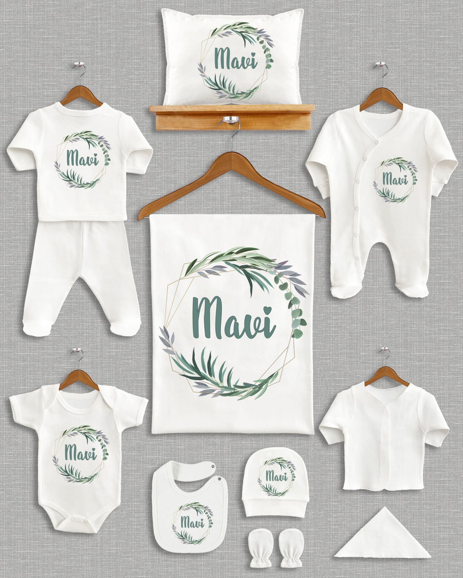 Yapraklı Çelenk Tasarımı 11'li Organik  Hastane Çıkışı