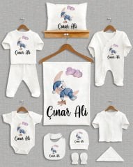 Ay Üzerinde Uyuyan Sevimli Ayıcık Tasarımı 11'li Organik Hastane Çıkışı