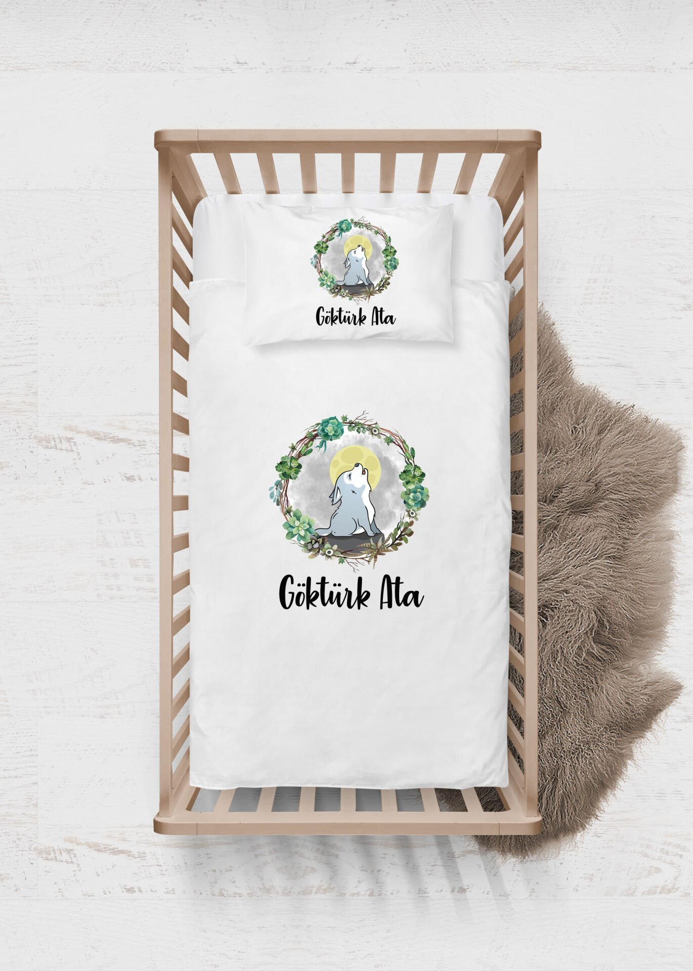 Çelenkli Kurt Tasarımı Nevresim Takımı