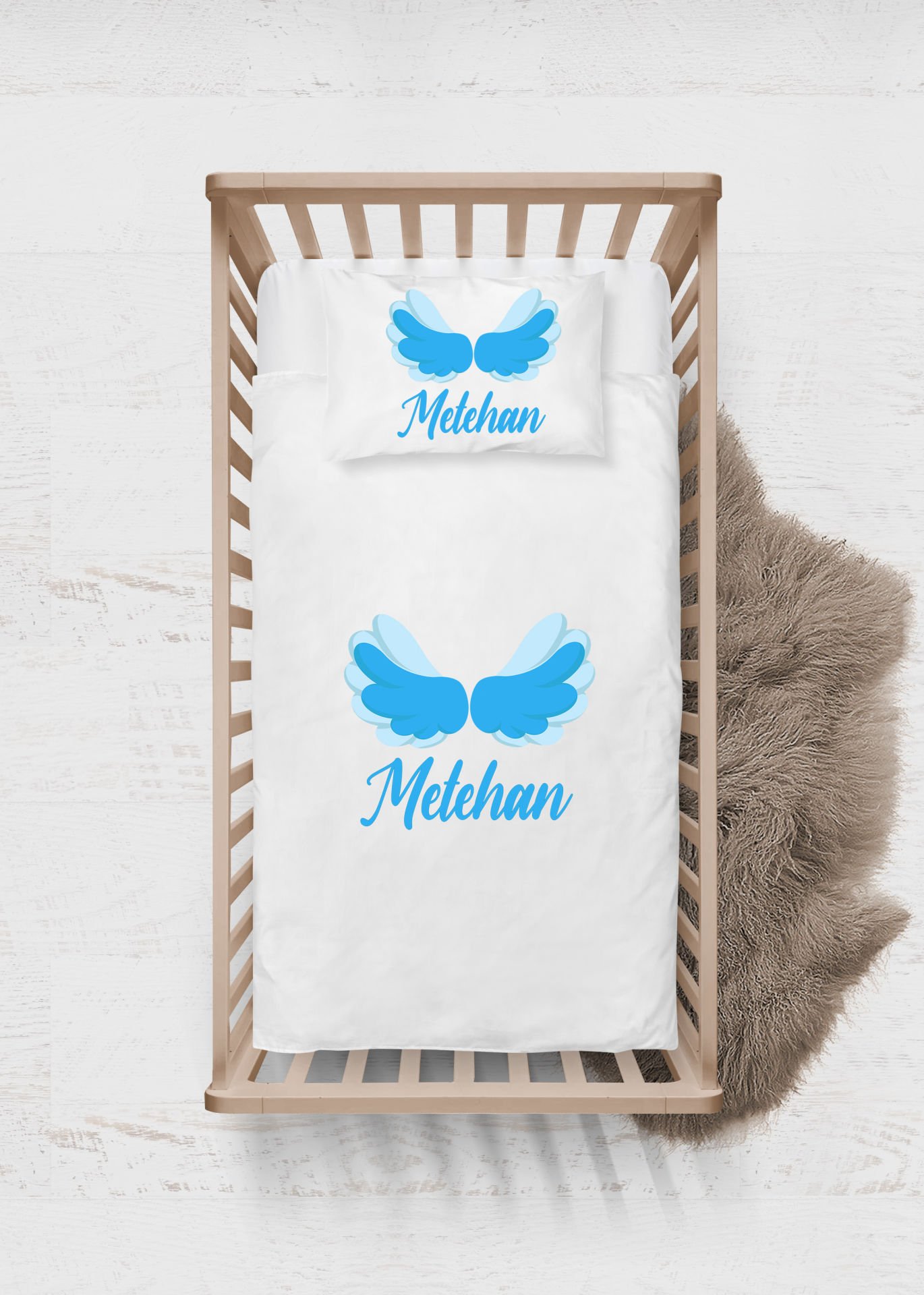 Mavi Melek Kanadı Tasarımı Nevresim Takımı