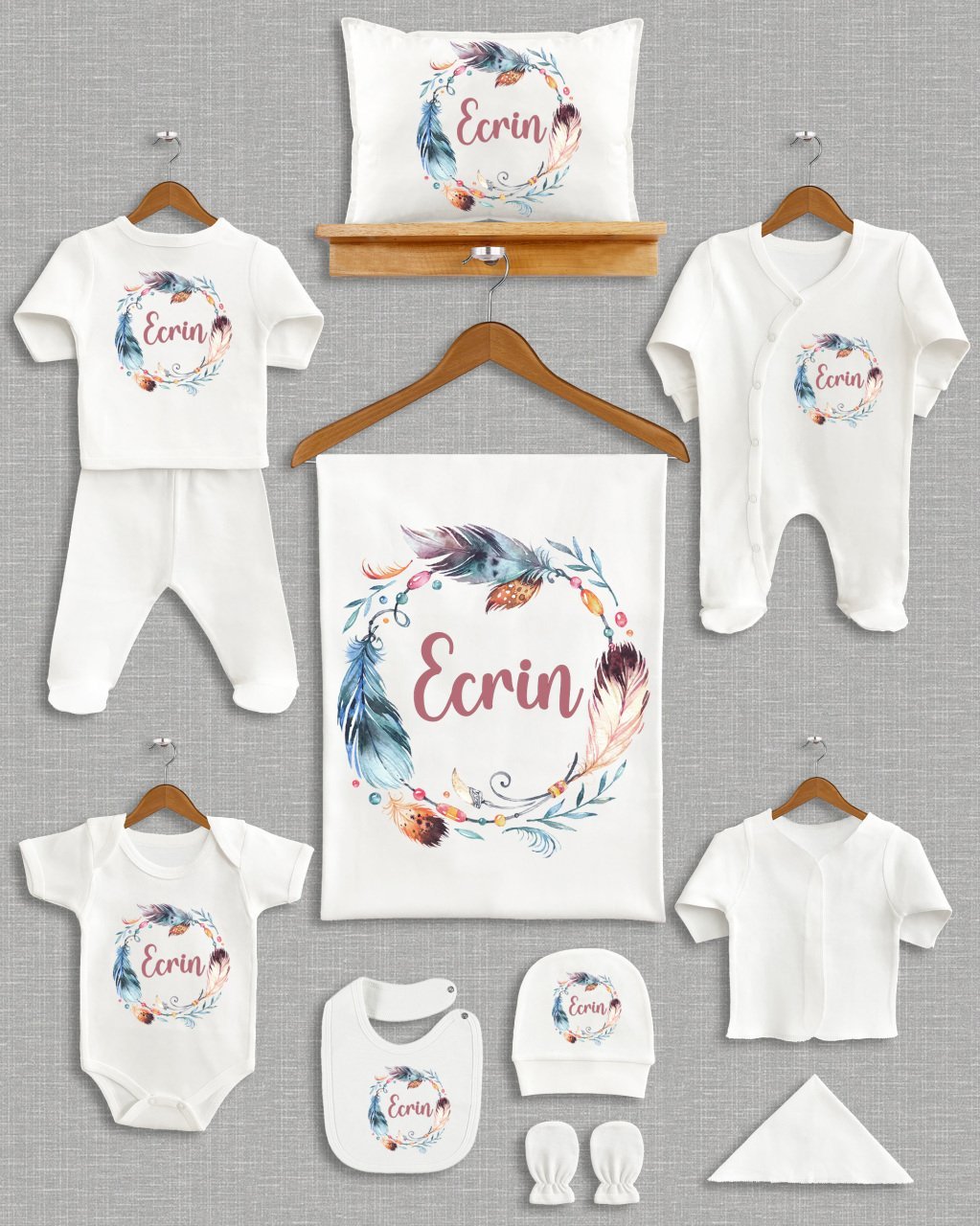 Tüylü Çelenk Tasarımı 11'li Organik Hastane Çıkışı