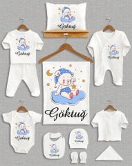 Mavi Bulut Üzerinde Oturan Sevimli Ayıcık Tasarımı 11'li Organik Hastane Çıkışı