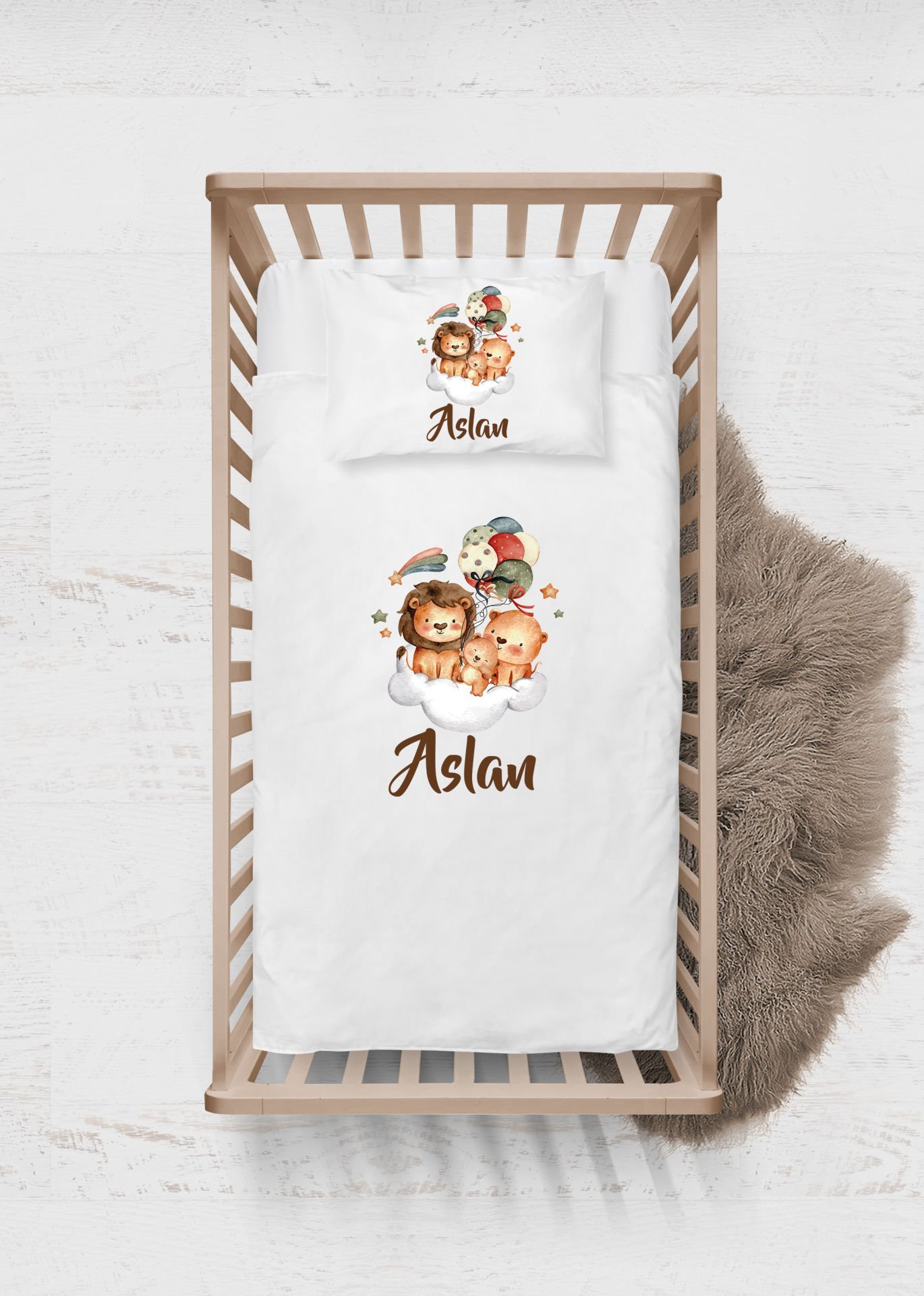 Bulutta Sevimli Hayvanlar Tasarımı Nevresim Takımı