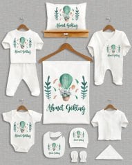 Yeşil Uçan Balonlu Tasarım 11'li Organik Hastane Çıkışı