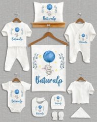 Mavi Balon Tutan Fil Tasarımı 11'li Organik Hastane Çıkışı