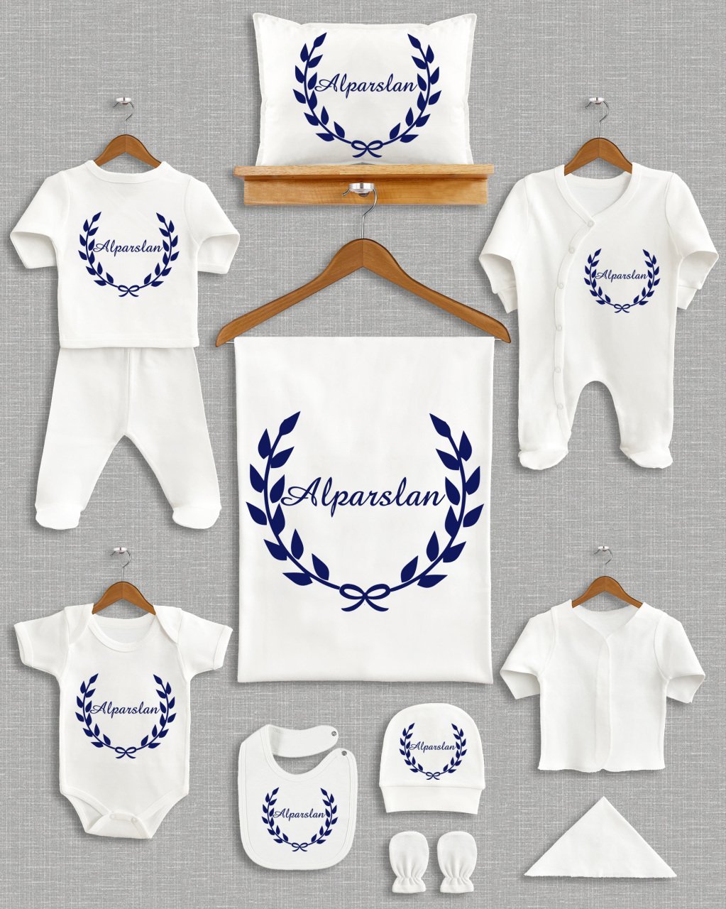 Lacivert Çelenk Tasarımı 11'li Organik Hastane Çıkışı