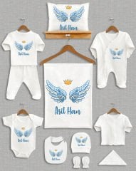 Mavi Melek Kanadı Tasarımı 11'li Organik Hastane Çıkışı