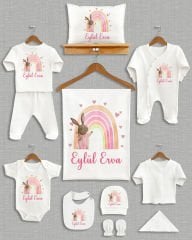 Tavşanlı Gökkuşağı Tasarımı 11'li Organik İsme Özel Hastane Çıkışı