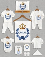 Mavi Çelenkli Taçlı Tasarım 11'li Organik Hastane Çıkışı